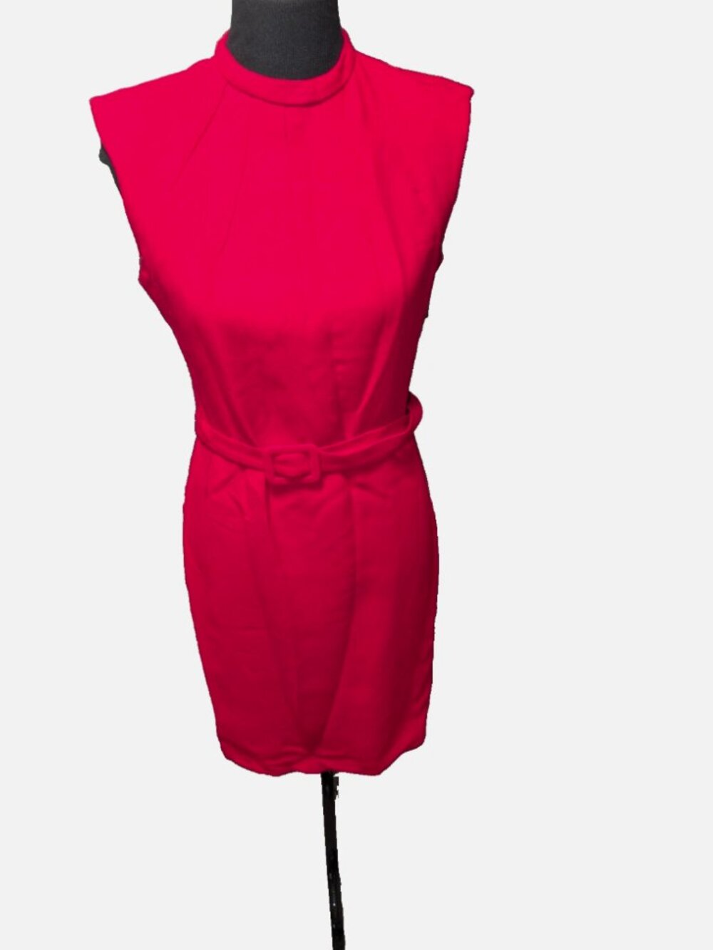 NWT Zara Wool Blend High Neck Belted Dress Womens Medium Knee Length